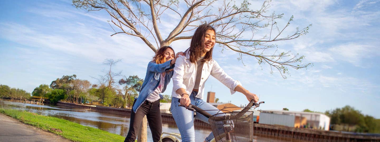 Girl riding bicycle