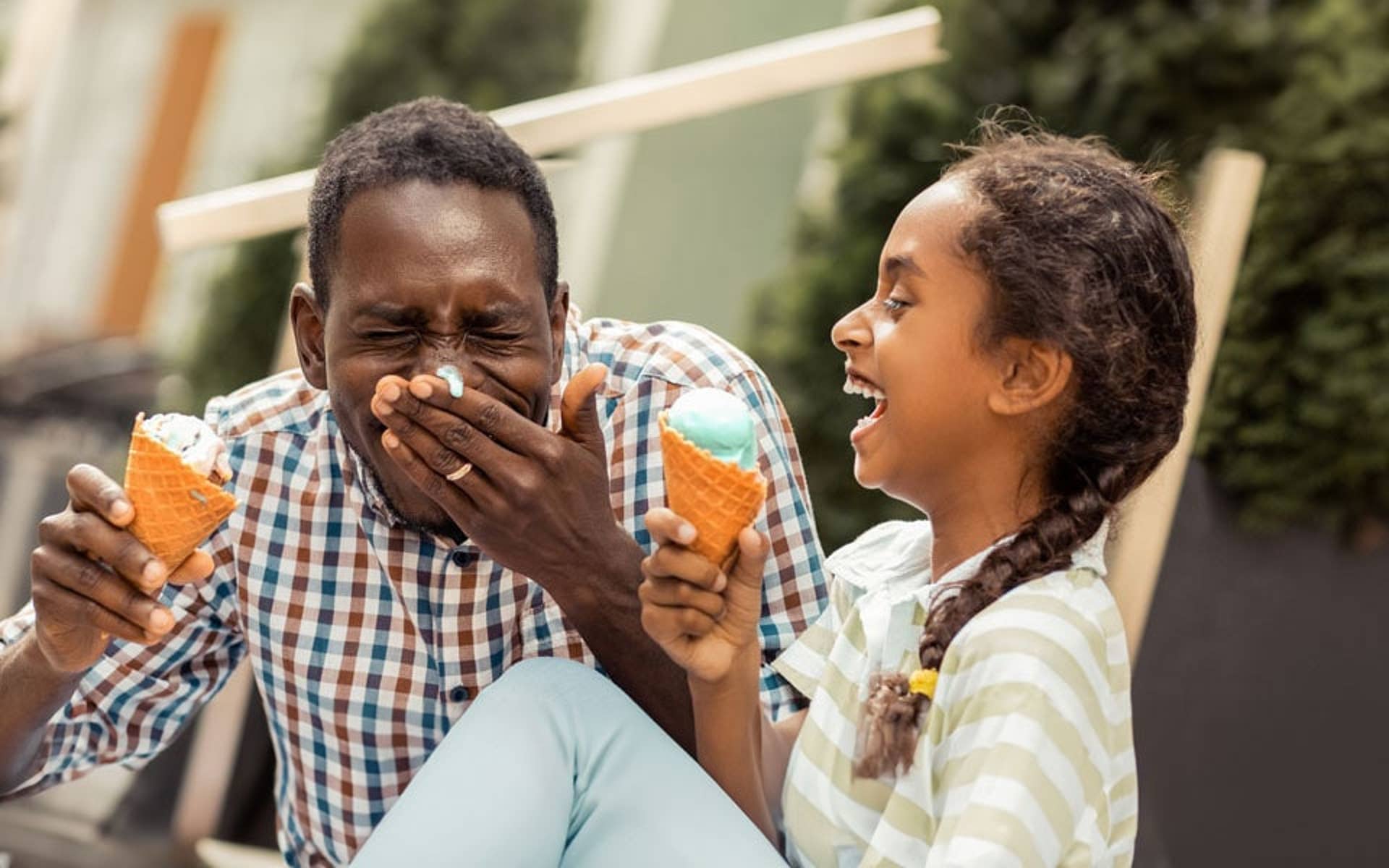 Father and Daughter Having A Good Time