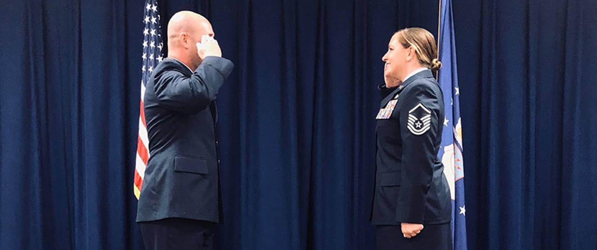 Mary saluting